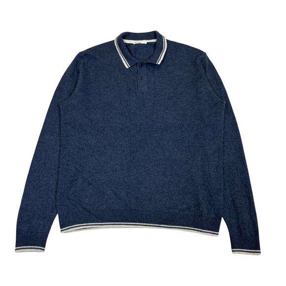 Marine Layer Tipped Cashmere Polo Sweater Men's Large Preppy Minimalist - Picture 1 of 10